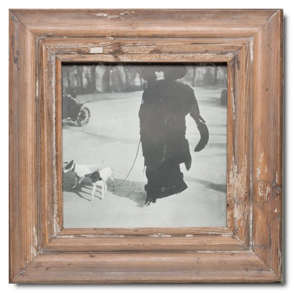 Square reclaimed wooden frame for the picture size DIN A4 square from South Africa